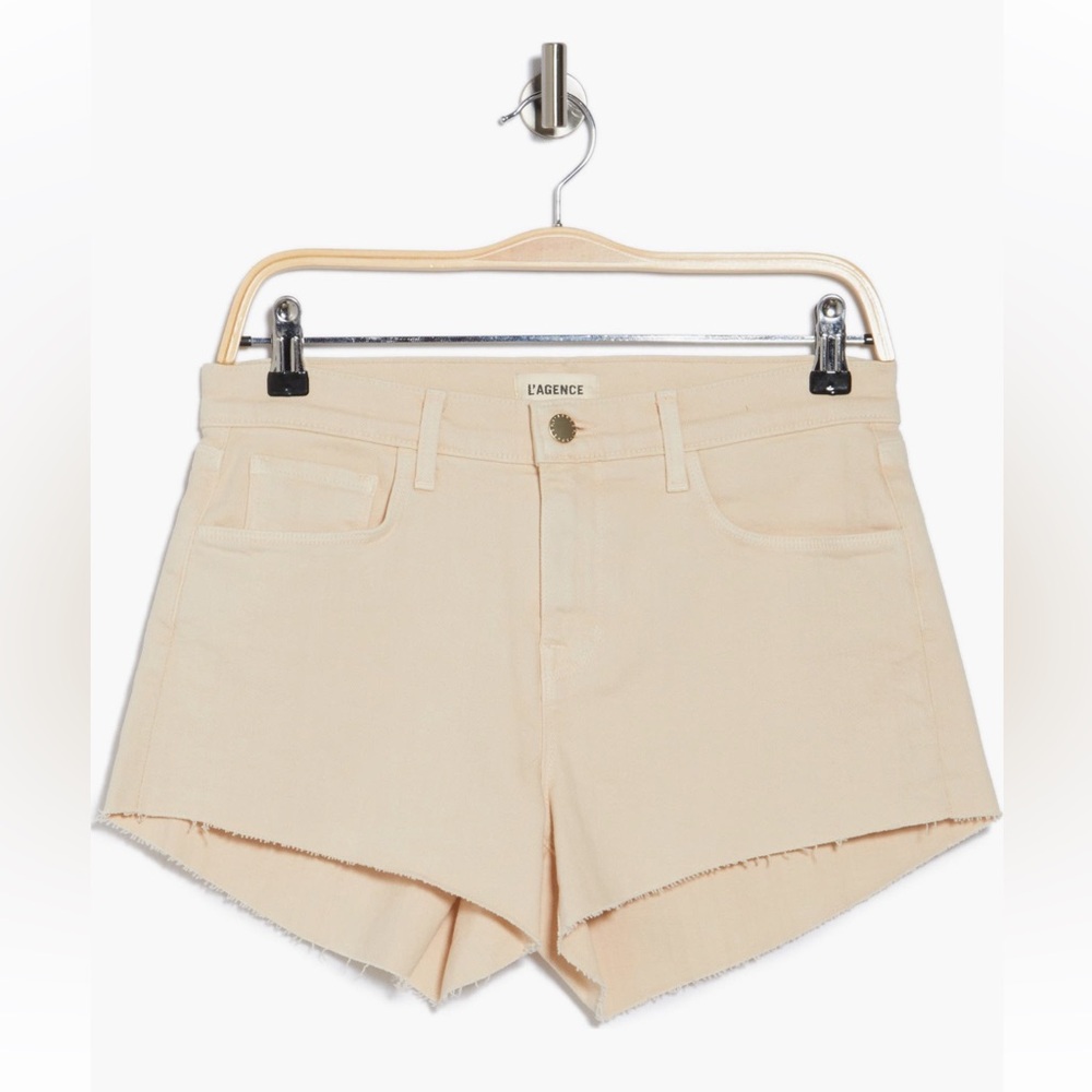 L’AGENCE Audrey cutoff shorts in oat